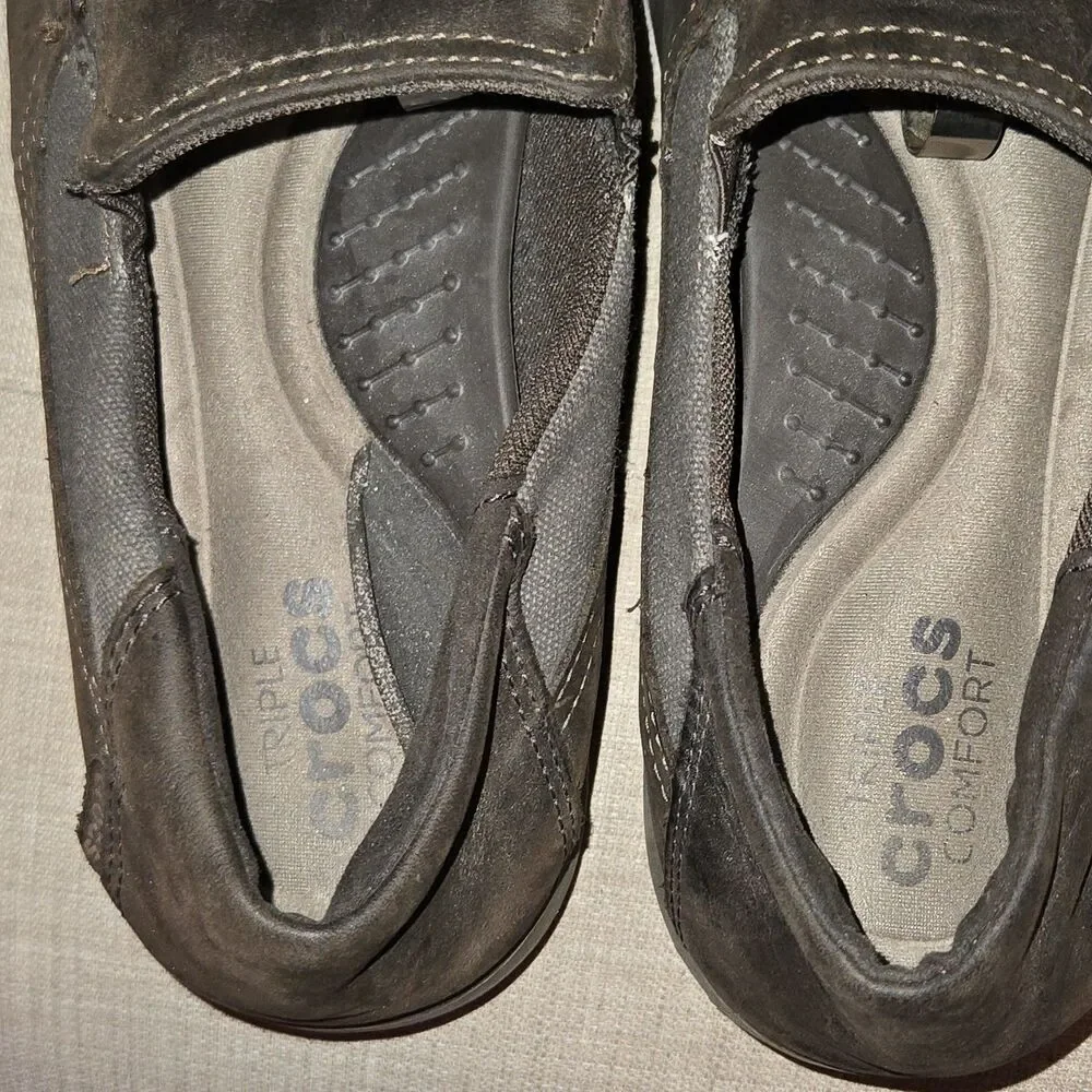 Crocs Canvas Santa Cruz Loafers Slip On Shoes Mens Size  12 Brown